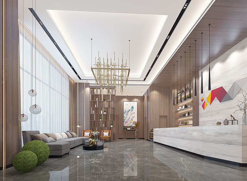 甲級寫字樓大廳前臺裝修效果圖